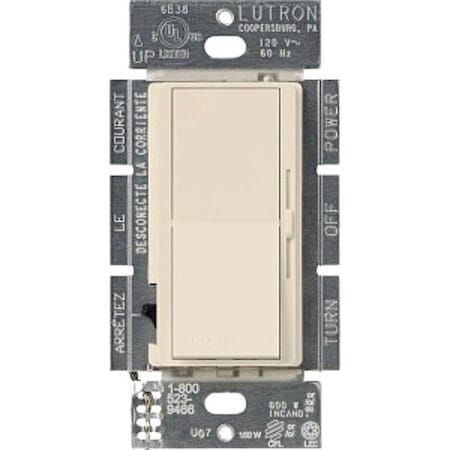 Lutron Lighting Dimmer, Decora Rocker, Lgt Almond DVCL-253P-LA