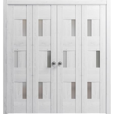 Vdomdoors Sliding Closet Double Bi-fold Doors White Solid Core Modern Interior SETE6933DBF-NOR-96 x 84 (4* 24x84)