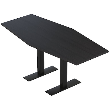 Skutchi Designs 6ft Hexagon Conference Table With Power | Harmony Series | 6 Person Meeting Room Table HAR-HEX.IR-36X72-T.BK-U999ST19-NA