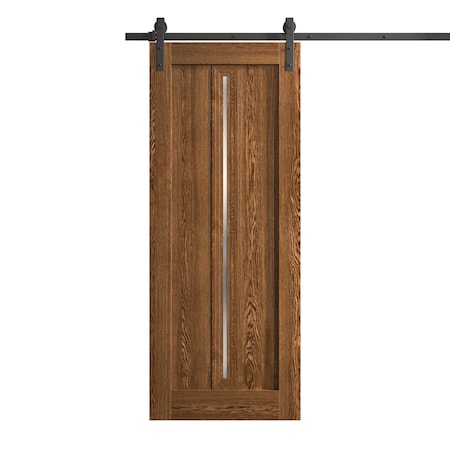 Sartodoors Modern Barn Door 32 x 84 inches, Ego 5014 Cognac Oak Veneer, 6.6FT Rail Track Heavy Hardware Set , EGO5014BD-B-DKO-3284
