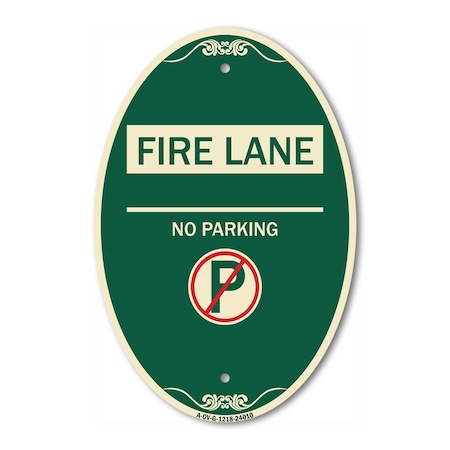 Signmission Fire Lane - No Parking With No Parking Symbo, 12 In X 18 In Architectural, Heavy Gauge Aluminum A-OV-G-1218-24010