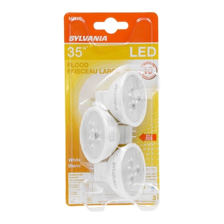 Ledvance/ Sylvania LED MR16, 5W, 81CRI, 350 Lumen, 3000K, 11000 life LED5MR16/830/FL35/10YV
