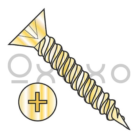 Oxoxo 5-20X5/8 Phil Flat Hinge Screw Twinfast Fine Thread Full Thread Steel Bright Brass Finish, 10000PK 572430