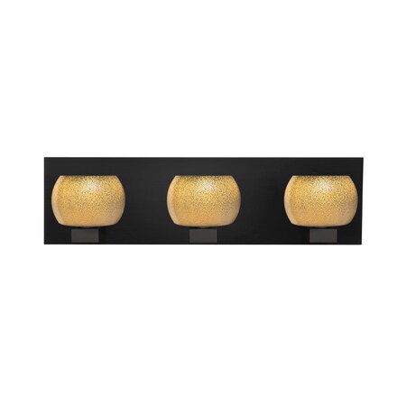Besa Lighting Besa, Keno Vanity, Gold Sand, Black Finish, 3x60W G9 base 3WF-KENOGD-BK