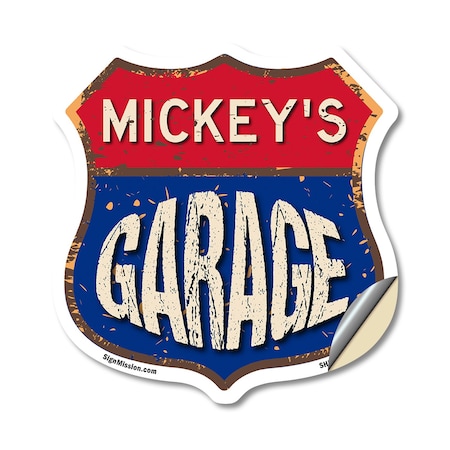 Signmission Mickey's Garage, 18 Inch X 18 Inch, Vinyl Decal SHI-D-18-383-MICKEY