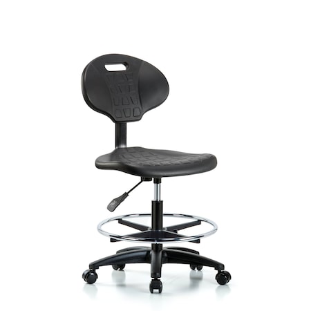 Blue Ridge Ergonomics Erie Med Bench Chair, CF, Casters, No Arms, 19" to 27" Height, Black; Blue BR-TPMBCH-RG-A0-CF-RC