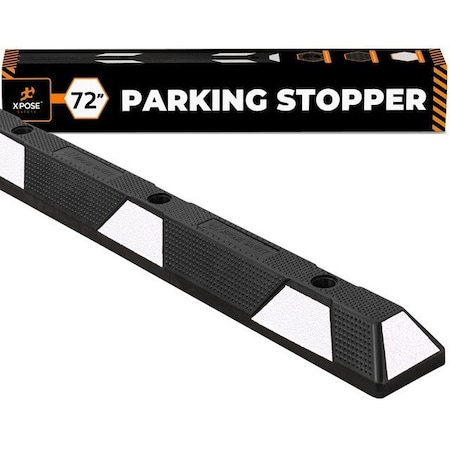 Xpose Safety Parking Block, Rubber, 6 in Height, 72 in Length, Black/White PBSW-6-X