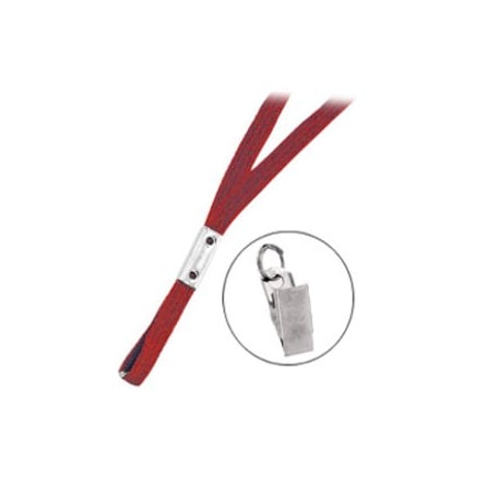 Brady LANYARD STANDARD, RED, 3/8in FLAT WOVEN LANYARD W/NICKEL PLATED STEEL BULLDOG CLIP 2135-3556