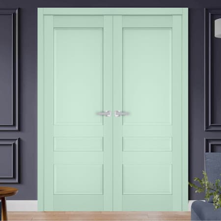 Sartodoors Interior Solid French Double Doors 64x80 (2* 32x80) Solid Core Modern Interior VEREGIO7411DD-OLI-64