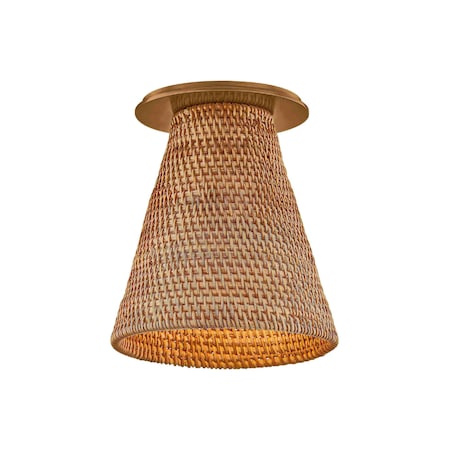Troy Lighting Menifee 6in wide 1 Light Flush Mount in Patina Brass C3106-PBR