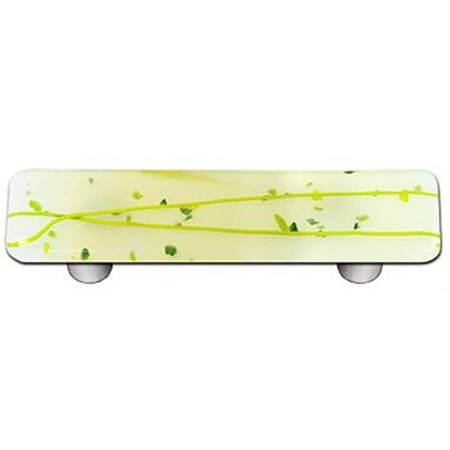 Palacedesigns Mardi Gras Spring Green with White Rectangle Glass Cabinet Pull - Aluminum Post PA883577