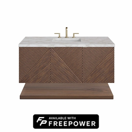 James Martin Vanities Marcello 48 in. Single Vanity, Chestnut w/ 3 CM Victorian Silver Silestone Top D200-V48-CSN-FVSL