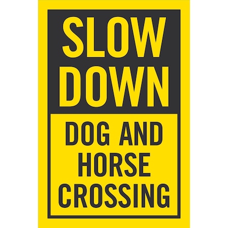 Lyle Slow Down, Dog And Horse Crossing, 24x24, Engineer Grade, Yellow G-13743-EG_24x24