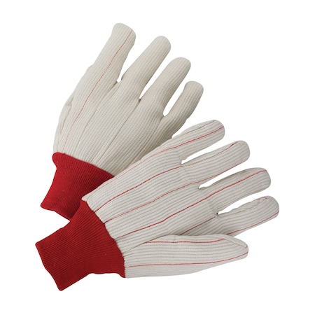 Pip Polyester/Cotton Corded Double Palm Glove with Nap-In Finish, Red Knit Wrist, 12PK K81SCNCRI