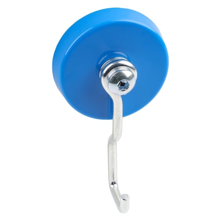 Zoro Select Reversible Hook, Mag, Blue, 2-1/4 Dia, 25 lb 10E727