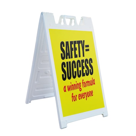 Signmission Safety=Success Winning Formula, A-Frame & 2 Decals Installed, Heavy-Duty Plastic Frame SBHD-D-2436-Safety=SuccessWinningFormula