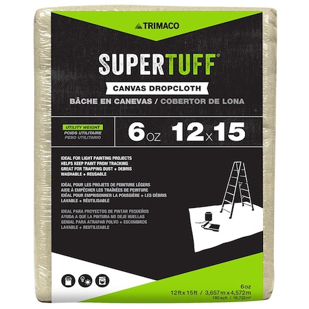 3M 12' x 15' Trimaco 56703 SuperTuff Canvas Drop Cloth, 6 Oz. LC-8S10C