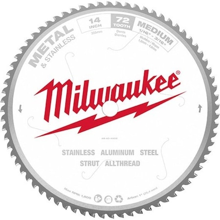 Milwaukee Tool 14 in Metal & Stainless Cutting Circular Saw Blade (1 in Arbor) 48-40-4505