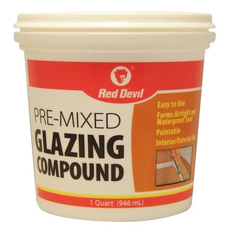 Red Devil 0 Glazing Compound, Solid, Mild, OffWhite, 1 qt Tub 664