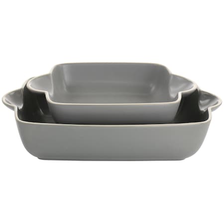 Gibson Home Rockaway 2 Piece Stoneware Nesting Bakeware Set in Grey 130946.02