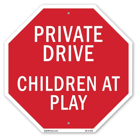 Signmission Private Drive Children at Play, 10 Inch X 10 Inch, Aluminum Metal Signs OC-A-10-35