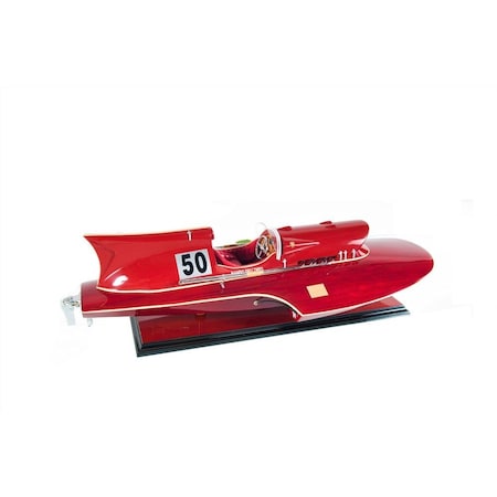 Homeroots 7" Red Manufactured Wood Hand Painted Decorative Boat 401870