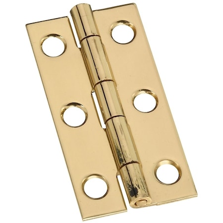 National Hardware Decorative Narrow Hinge, 2 in H Door Leaf, 0.04 in Thick Door Leaf, Brass, Solid Brass, 5 lb, 2PK N211-235
