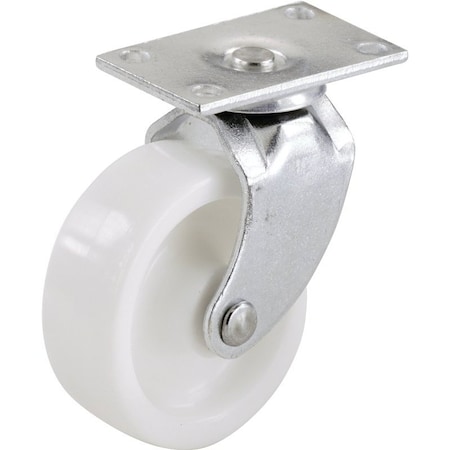 Shepherd Hardware Swivel Caster, 2 in Dia Wheel, Plastic Wheel, White, 60 lb 9041