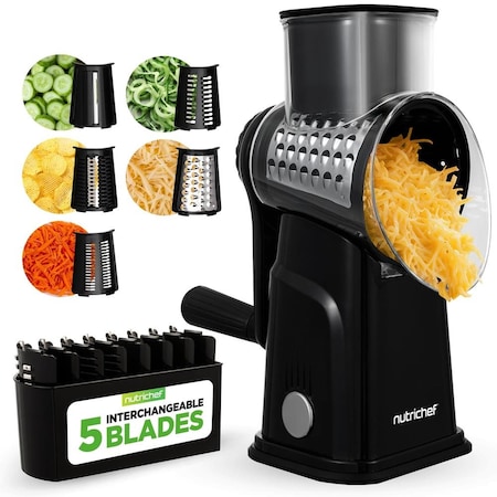 Nutrichef 5 in 1 Cheese Grater & Shredder, Black NCCHS5BLDBK