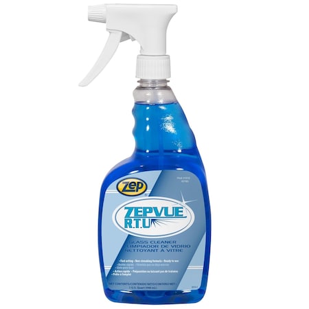 Zep Liquid Glass Cleaner, 1 qt., Light Blue, Pleasant, Round Plastic Jug with Handle, 12 PK 101001