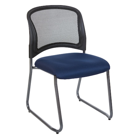 Office Star ProGrid Titanium & Black Visitors Chair, Sled Base, Icon Blue 86725R-225