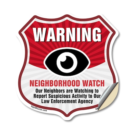Signmission Neighborhood Crime Watch Shield Sign War, 12 Inch X 12 Inch, Vinyl Decal SHI-D-12-387