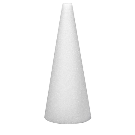Floracraft Cone Styrofoam Shape, 6 x 3 in., White 363644