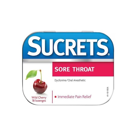 Sucrets Throat/Cough Lozenges Wild Cherry, 18PK 1319026