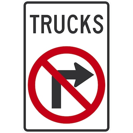 Lyle Trucks No Right Turn, 24x36, Engineer Grade, White G-14270-EG_24x36