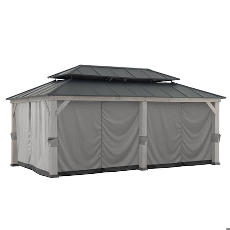 Sunjoy Replacement Gazebo Privacy Curtain for 12 ft.  20 ft. Patio Wooden Gazebo - Gray A111309001