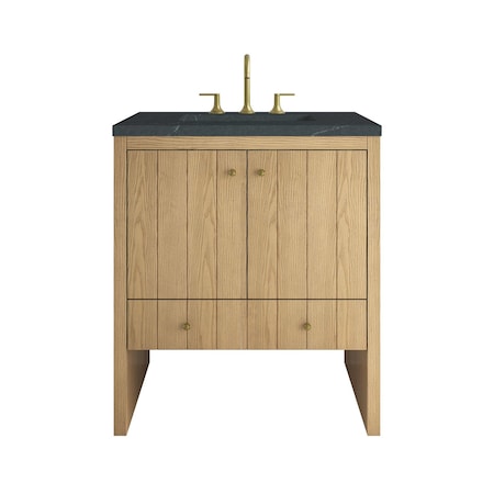James Martin Vanities Hudson 30" Single Vanity, Light Natural Oak w/ 3 CM Charcoal Soapstone Silestone Top 435-V30-LNO-3CSP
