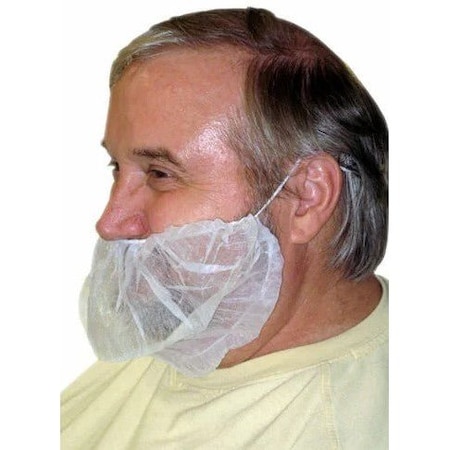 Safety Zone Beard Cover, Polyproplene, White - Case of 500 DA-BC100