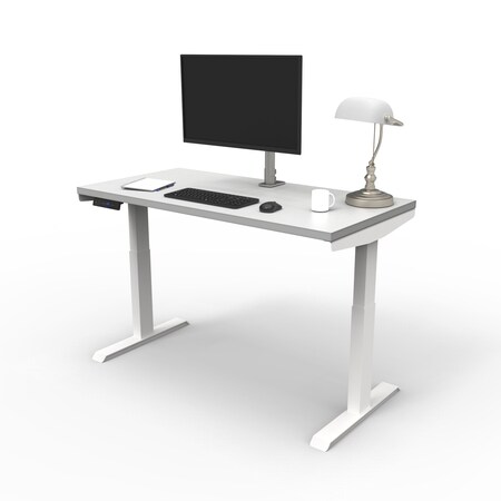 We'Re It Lift It Electric Sit Stand Desk, 46.25 H, 24 W X Laminate wood, metal, White VL22WH4824-459