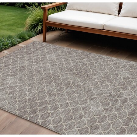 Homeroots 9' X 12' Taupe And Beige Geometric Washable Indoor Outdoor Area Rug 596217