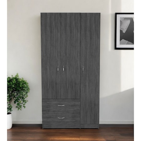 Homeroots 35" Dark Gray Two Drawer Combo Dresser 534934