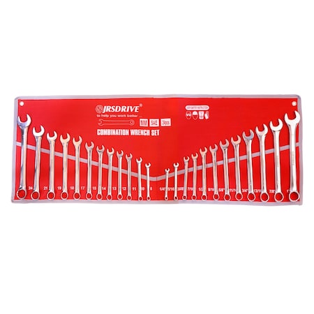 Jrsdrive Combination Wrench, 1/4'' SAE, Chromium Vanadium Steel E-2004