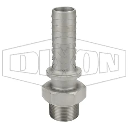 Dixon Boss Hose Stem, 1-1/4 in, MNPT x Hose Shank, 316 SS, Domestic RMS16