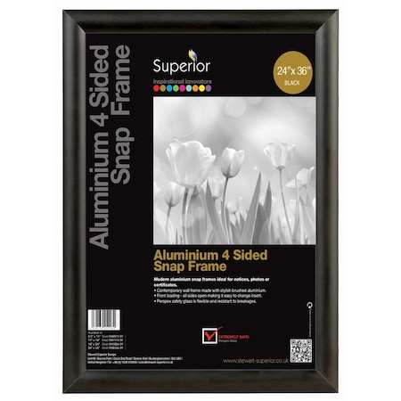 Seco Poster Snap Frame, 24" x 36", Black SN2436BLACK