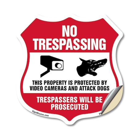 Signmission No Trespassing Shield Sign This Property, 12 Inch X 12 Inch, Vinyl Decal SHI-D-12-409