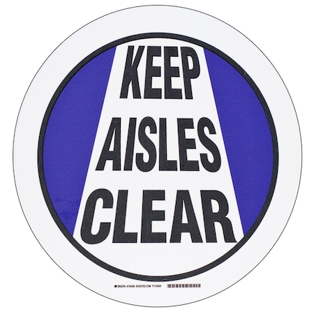 Brady Floor Safety Sign, 17in Dia x 0.011in D, Polyester, Black/Blue on White 104508