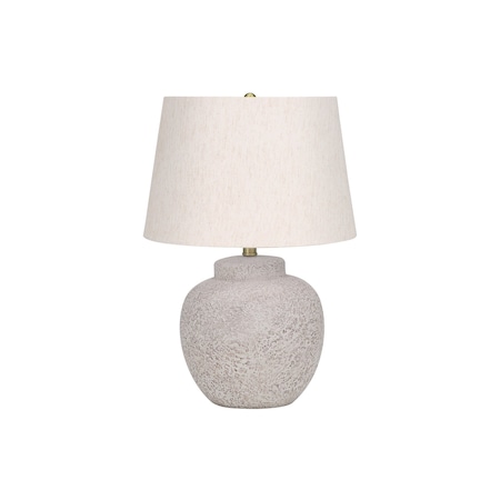 Homeroots 22" Cream Concrete Urn Table Lamp With Cream Abstract Empire Shade 545870