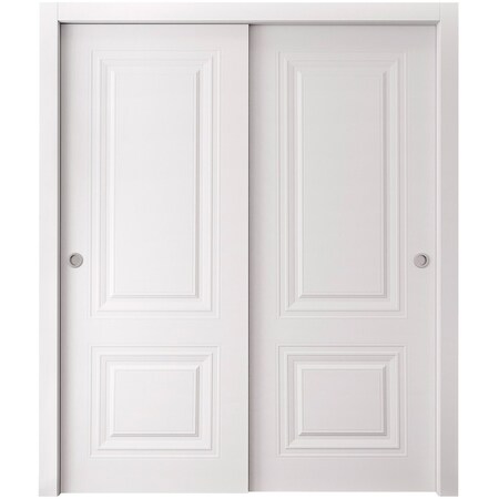 Sartodoors Sliding Closet Bypass Doors 84 x 80 inches, BASIC 9772 White, Rails Hardware Set, Wood Solid Bedr BASIC9772DBD-SKIN-84