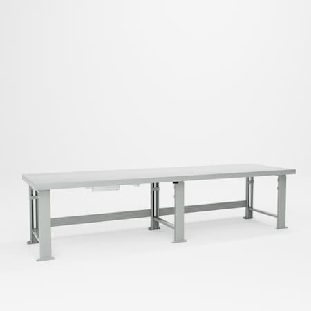 Pucel Steel Top Hydraulic Bench, 34 in W x 120 in D x 29 in-41 in H, Red HBS-34120-E12