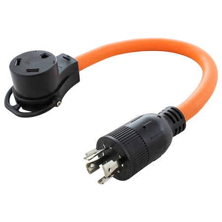 Ac Works 1.5FT L14-20P 20A 4-Prong Locking Plug to 30A RV Generator Adapter RVL1420TT-018